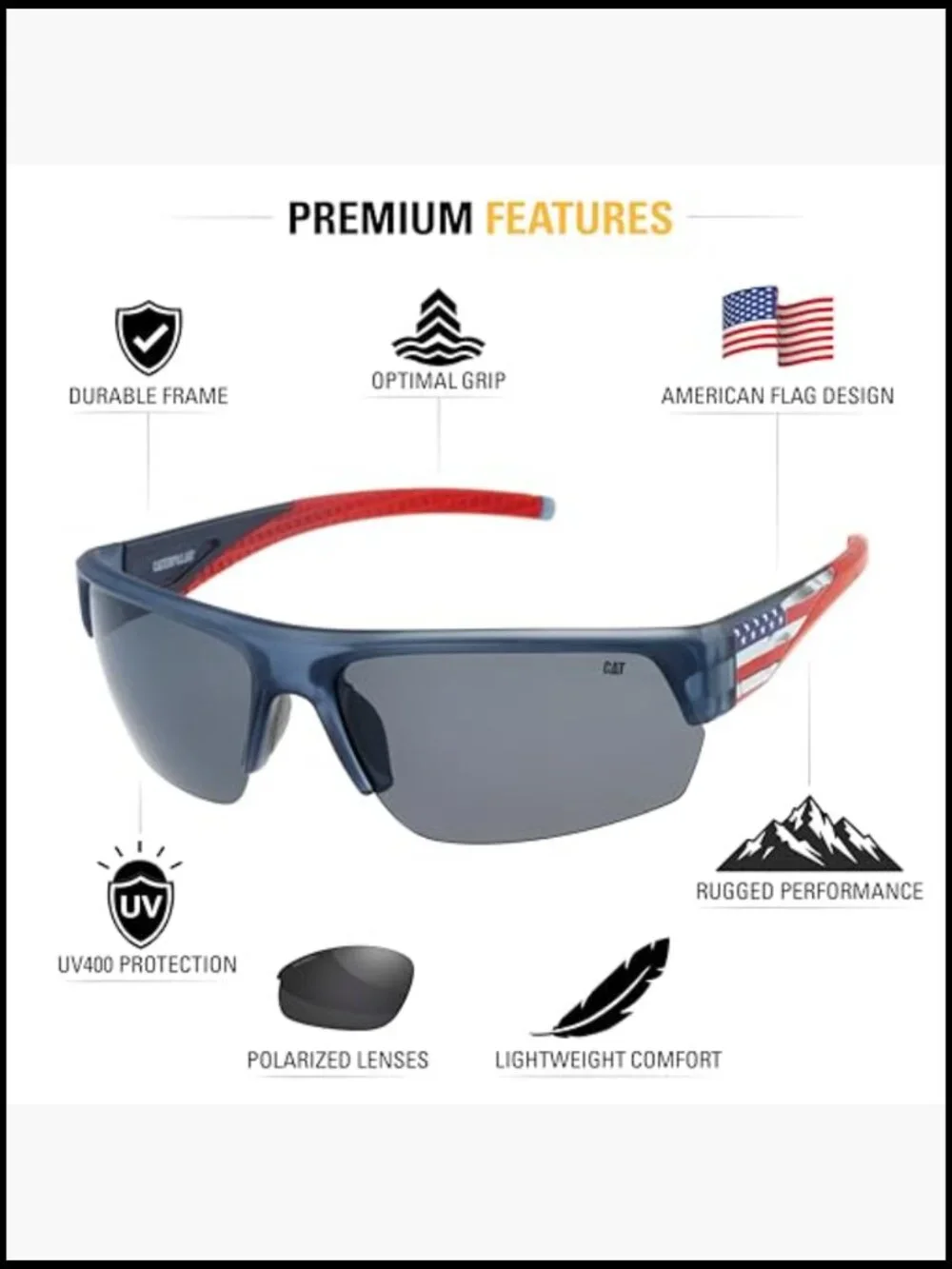 Semi-Rimless Wrap Sunglasses UV400 Protection Polarized TAC Lenses